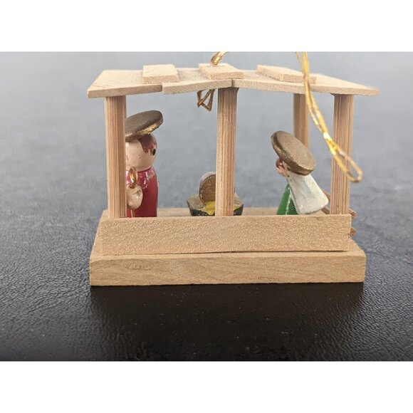 Vintage Wooden Nativity Ornament Baby Jesus Mary Joseph Angel Christmas - Picture 5 of 9